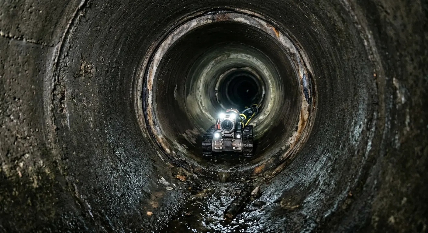 Robotic sewer camera inspecting pipe interior for Sewer Line Cleaning in Carbondale